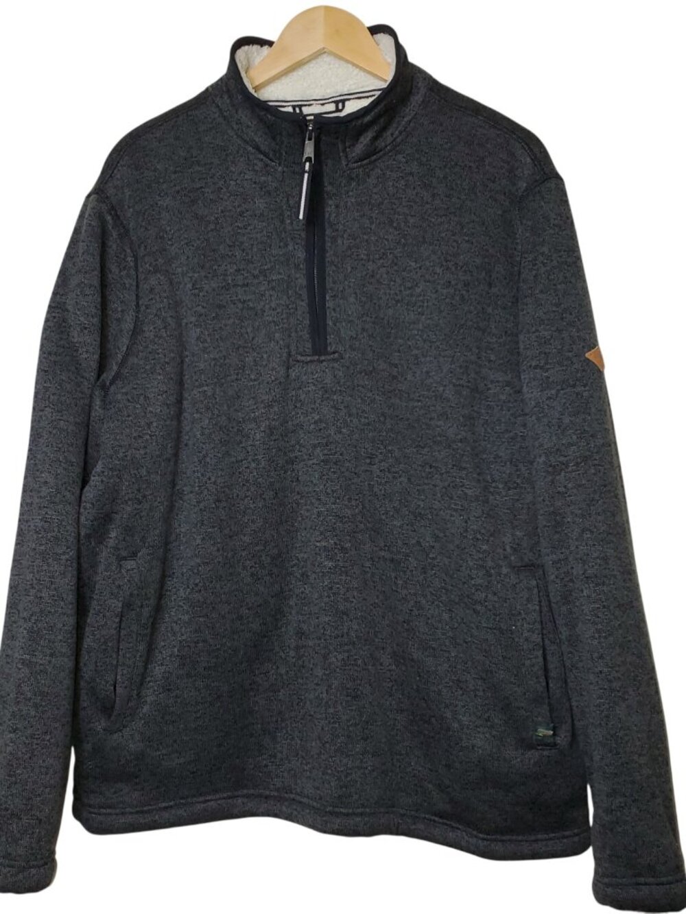 Orvis Men's Dark Gray Sherpa Lined Quarter Zip Fleece Pullover Classic, Size XL